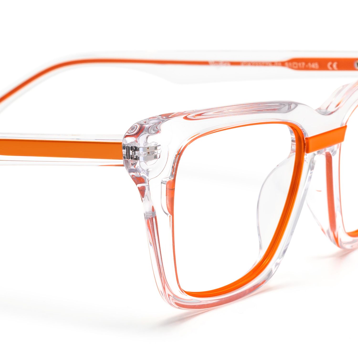 Axiom - Rectangle Orange Eyeglasses | Vooglam Design Details