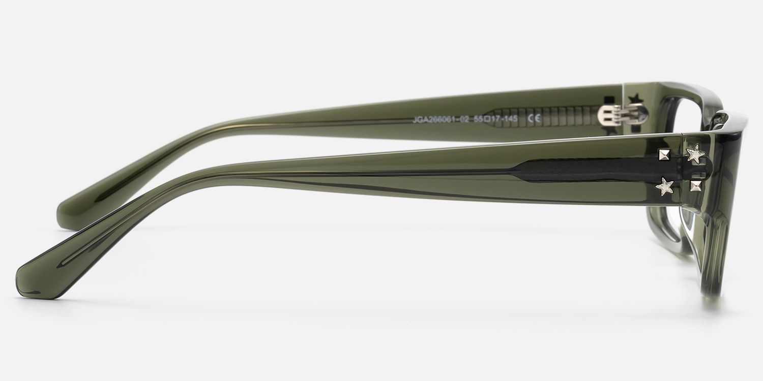 Drexen - Olive Green Translucent Rectangle Rx | Vooglam Side View