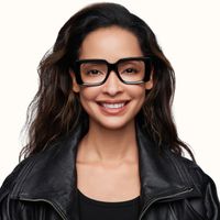 Kente - Rectangle Black Eyeglasses | Vooglam On Model 1