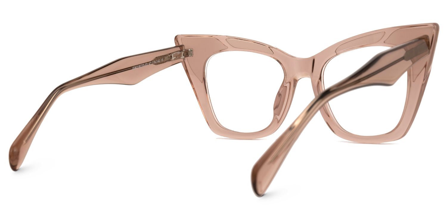 Aelius - Cat Eye Brown Eyeglasses by Vooglam - Side View
