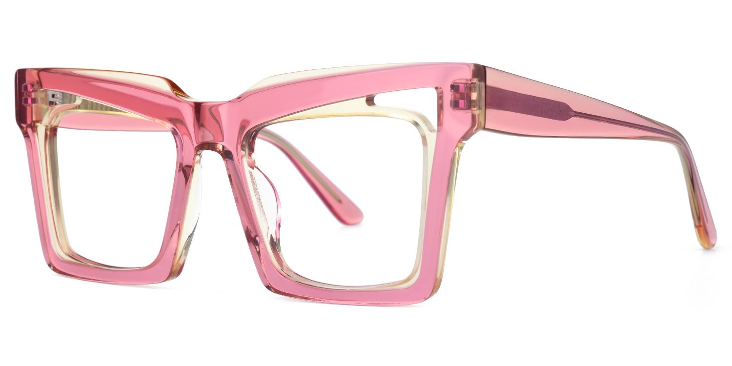 Emberlei - Square Pink Eyeglasses by Vooglam - Front View