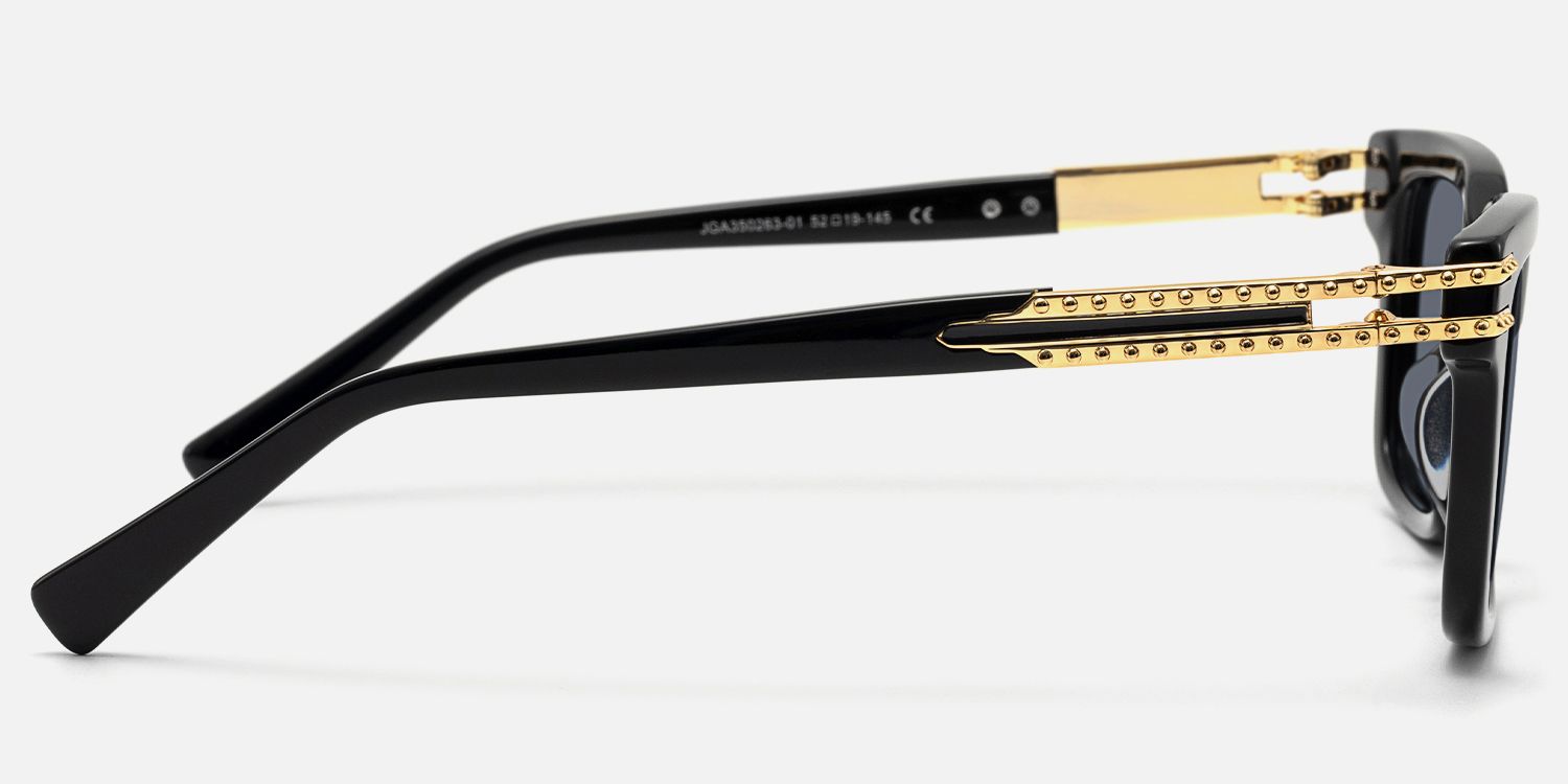 Anansi - Oversized Black and Gold Sunglasses | Vooglam Side View