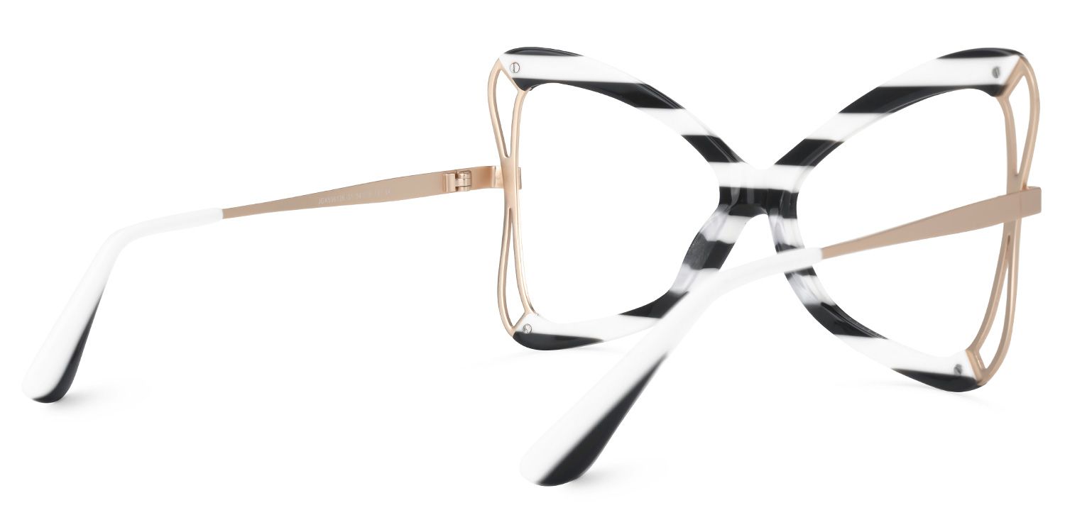 Emiliana - Butterfly Black/White Eyeglasses | Vooglam Side View