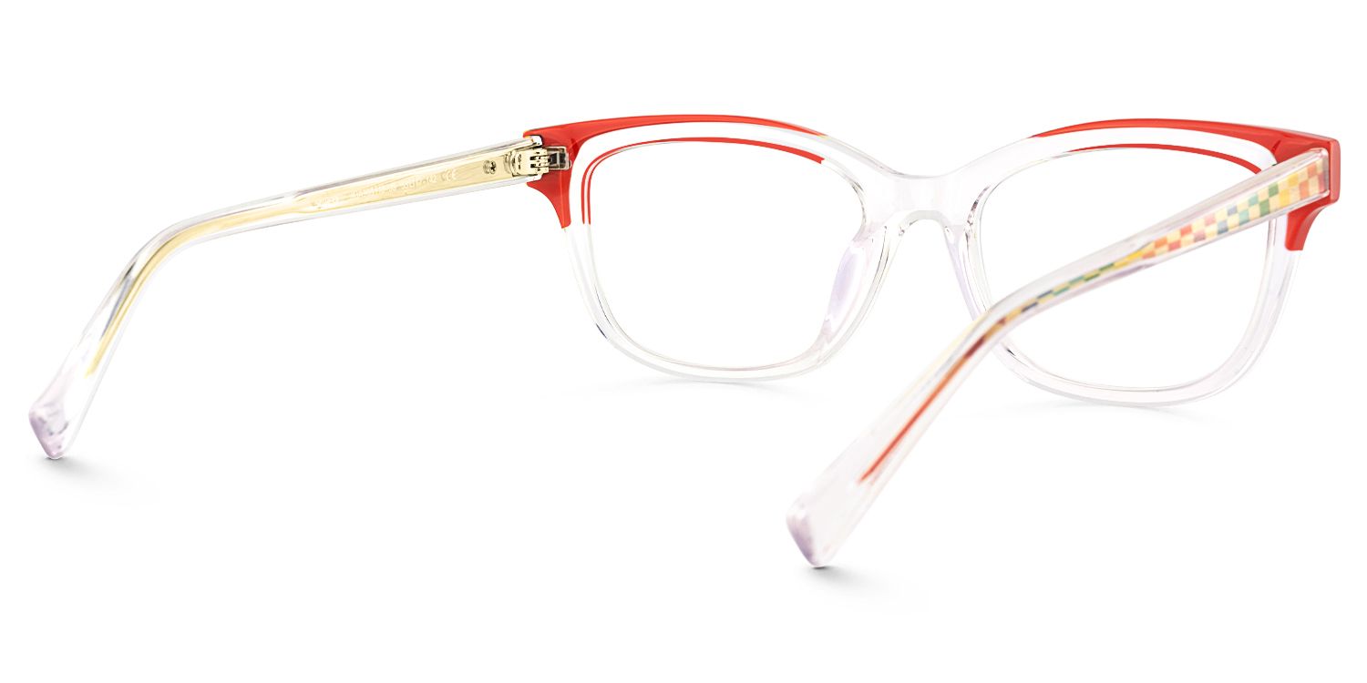 Welty - Rectangle Red Eyeglasses | Vooglam Side View