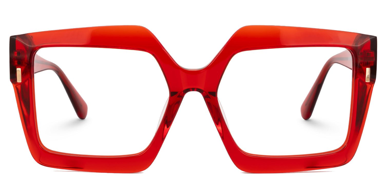 Faustine - Square Red Eyeglasses | Vooglam Angle View