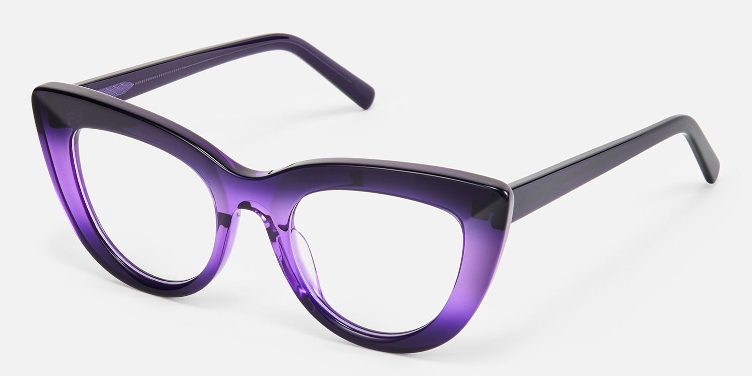 Pastora - Retro Cateye Purple Glasses by Vooglam - Front View