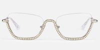 Viva - Cat Eye Silver Eyeglasses | Vooglam Angle View