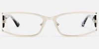 Elle - Rectangle Silver Eyeglasses | Vooglam Angle View