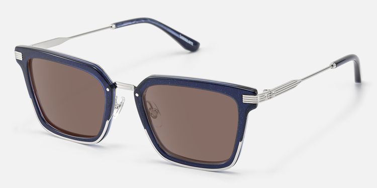 Kassel - Statement Navy Blue Brown Lens Sunglasses | Vooglam