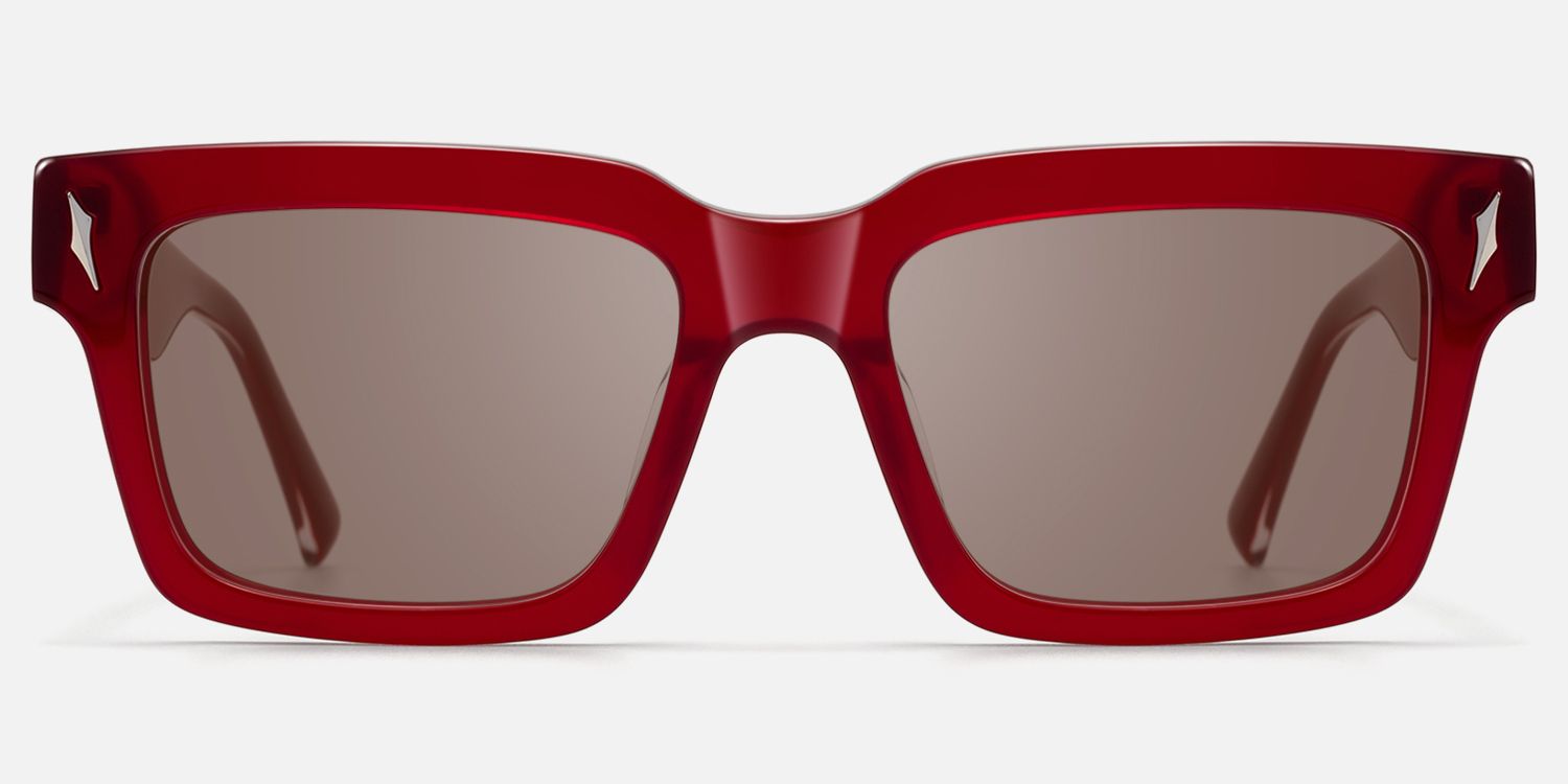 Razor - Brown Tint Transparent Red Sunglasses | Vooglam Angle View