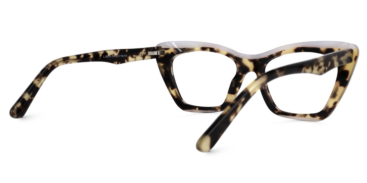 Demid - Cat Eye Yellow/Tortoise Eyeglasses by Vooglam - Side View