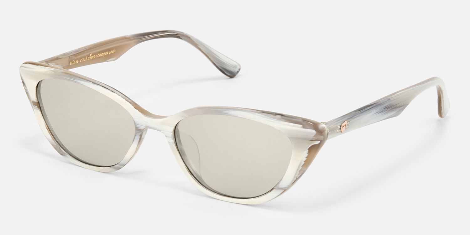 Jacinda - Cat Eye White Sunglasses | Vooglam Front View