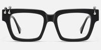 PIERCE - Square Black Eyeglasses with Studs | Vooglam Angle View