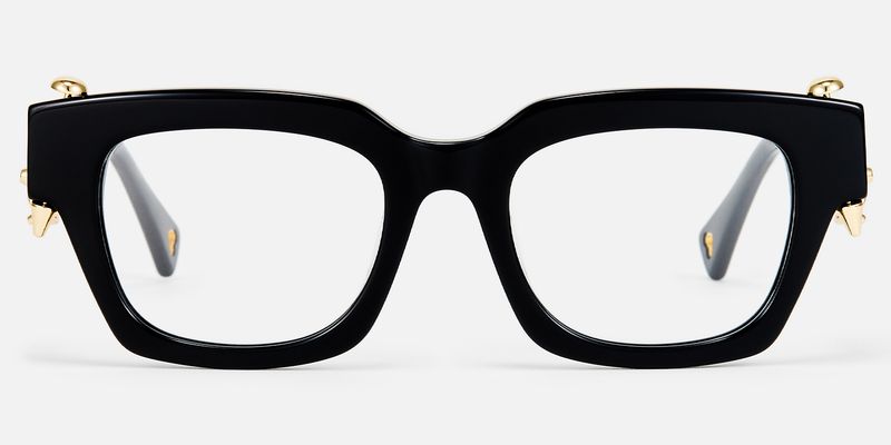 Sabrina - Black Glasses With Gold Punk Pierce | Vooglam
