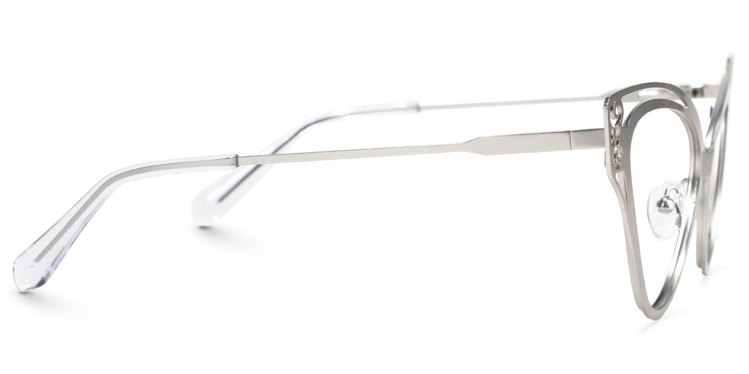 Calbhach - Cat Eye Silver Eyeglasses by Vooglam - Product View 4