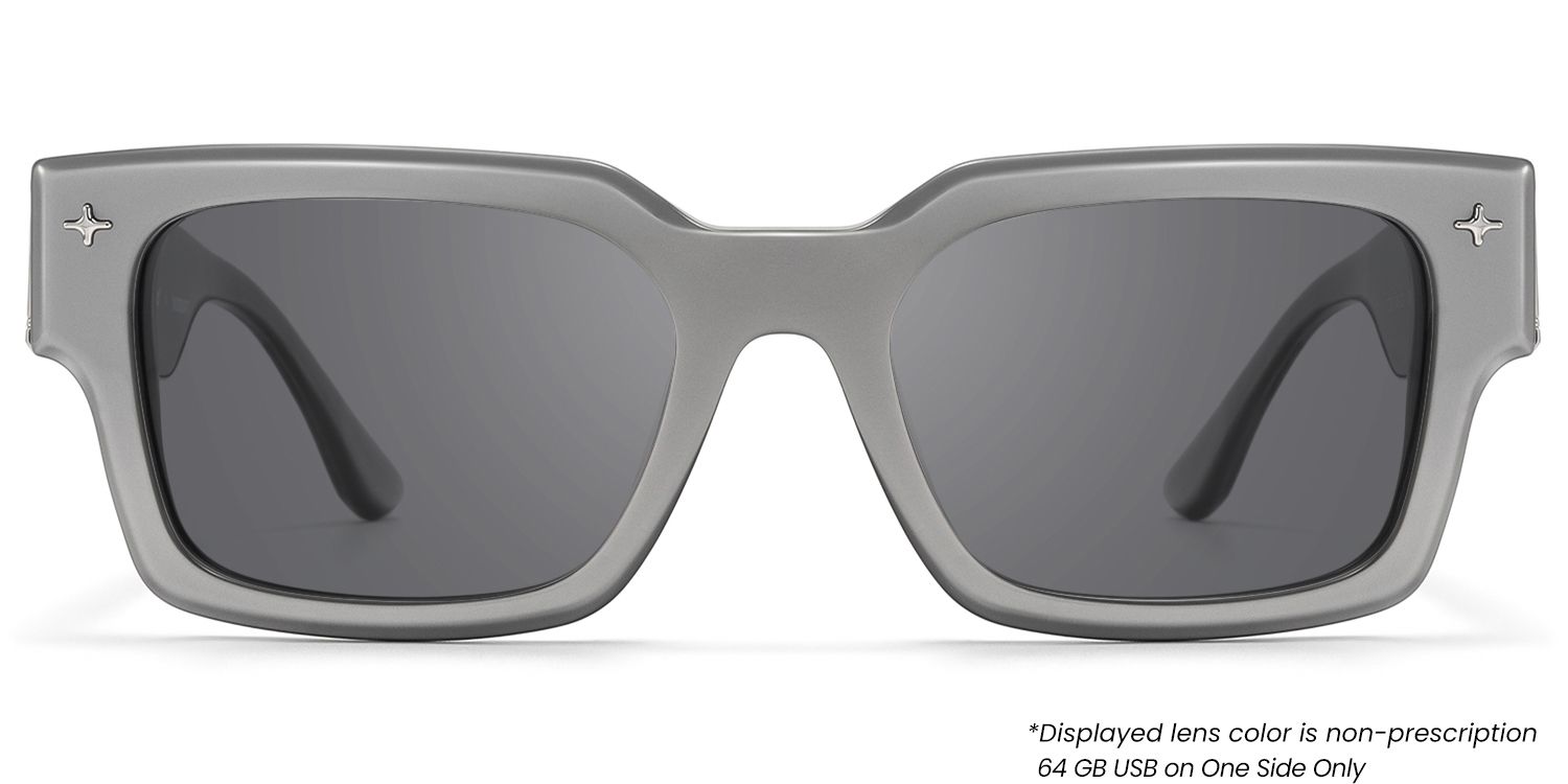 The Programmer - Rectangle Silver Sunglasses | Vooglam Product Details 1
