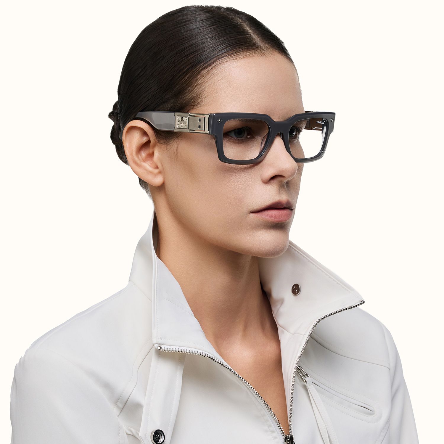 The Programmer - Chunky Silver USB Glasses | Vooglam On Model 3