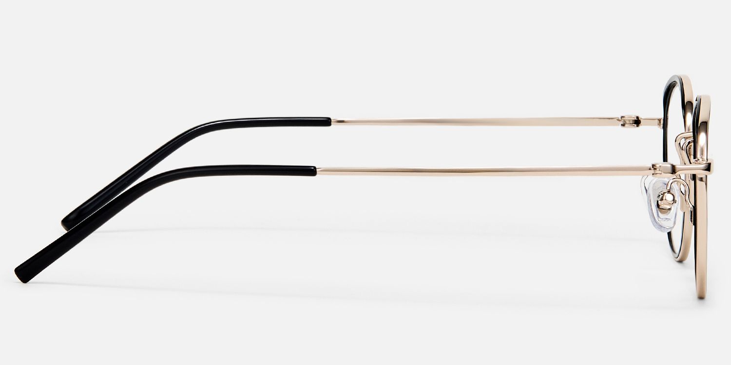 Harlow - Oval Black Eyeglasses | Vooglam Side View