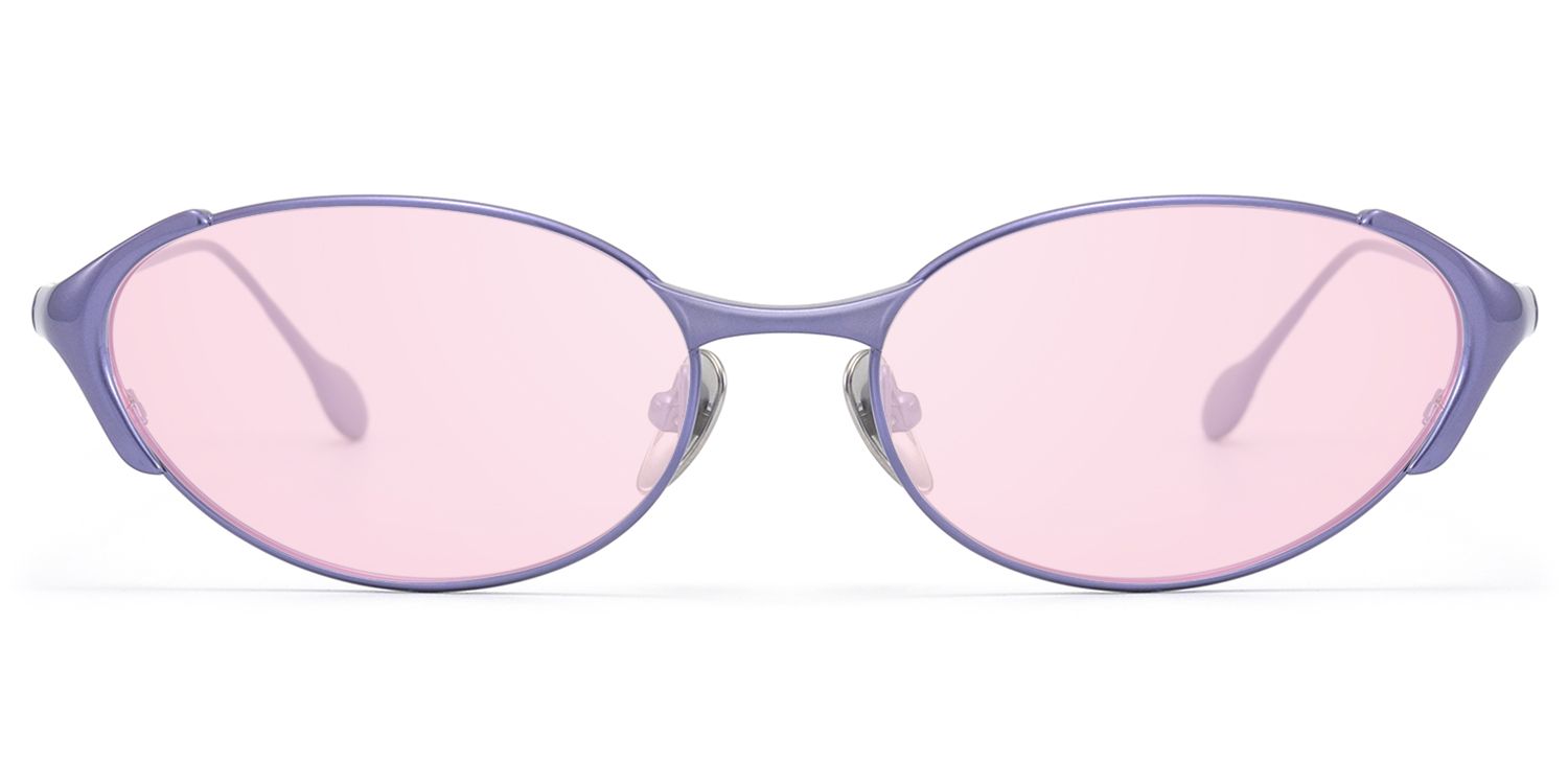 Frame Size of Ebisu - Purple Oval Rave Sunglasses with Pink Lens | Vooglam