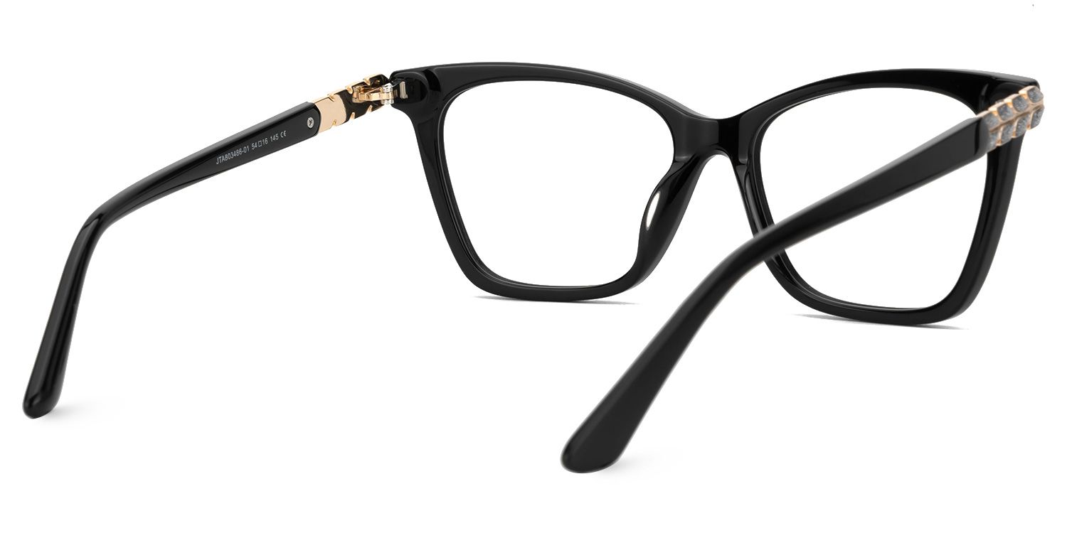 Fidelia - Butterfly Black Eyeglasses | Vooglam Side View