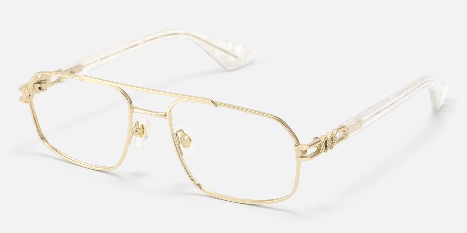 Lacey - Iconic Thin Aviator Gold Eyeglasses | Vooglam Front View