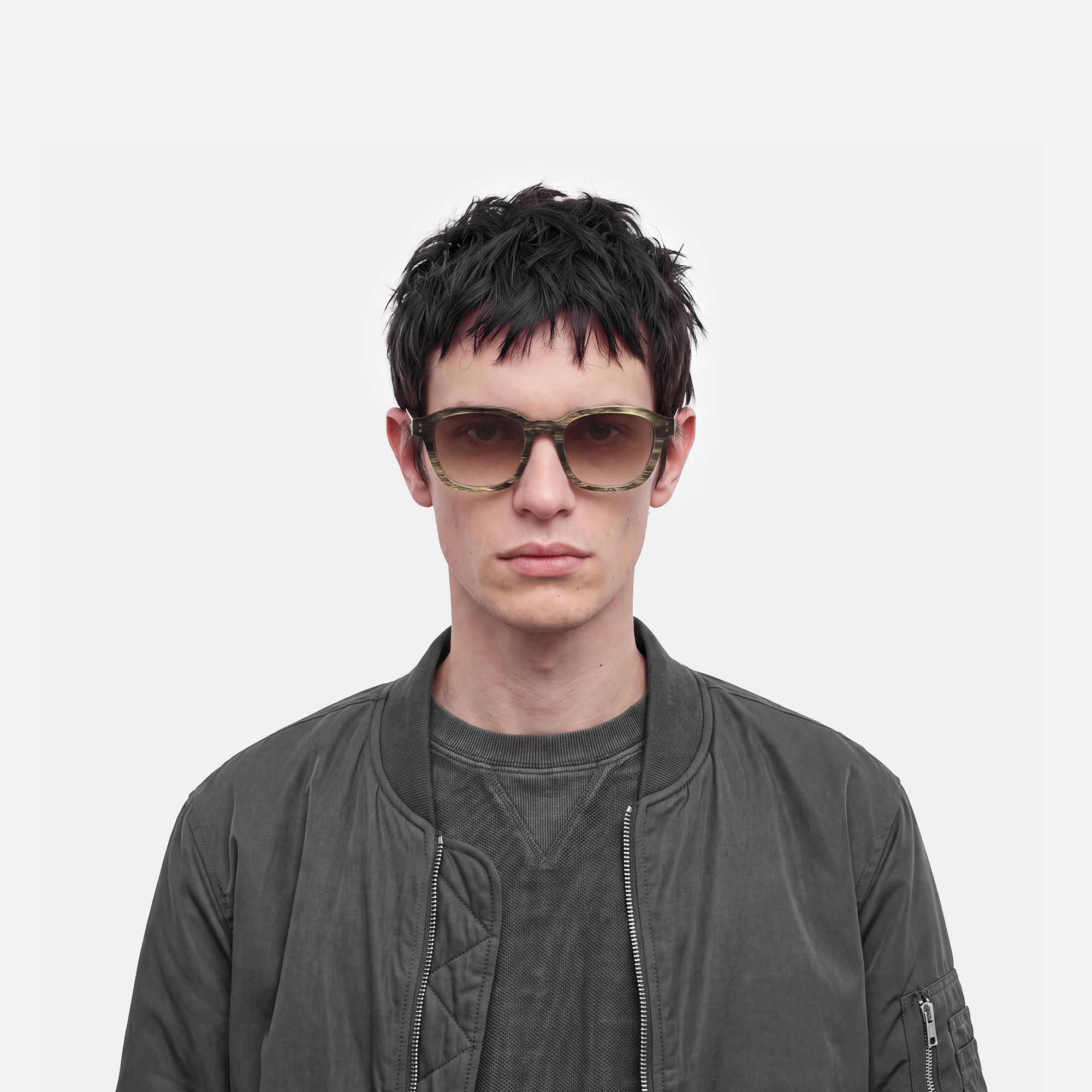 Rainier - Earth Tone Marble Zipper Sunglasses by Vooglam - Lifestyle Look