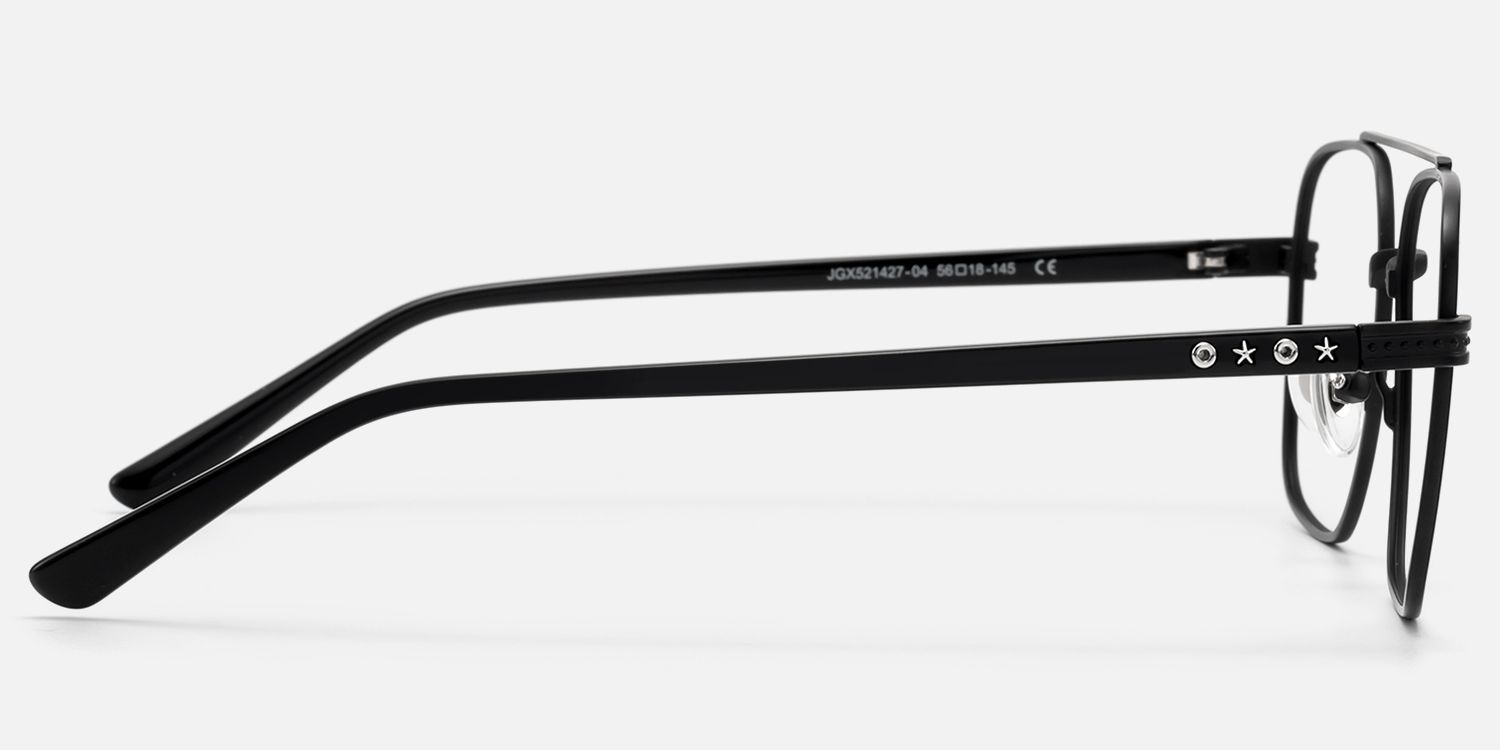 Kovar - Matte Black Monochrome Wire Aviator | Vooglam Side View