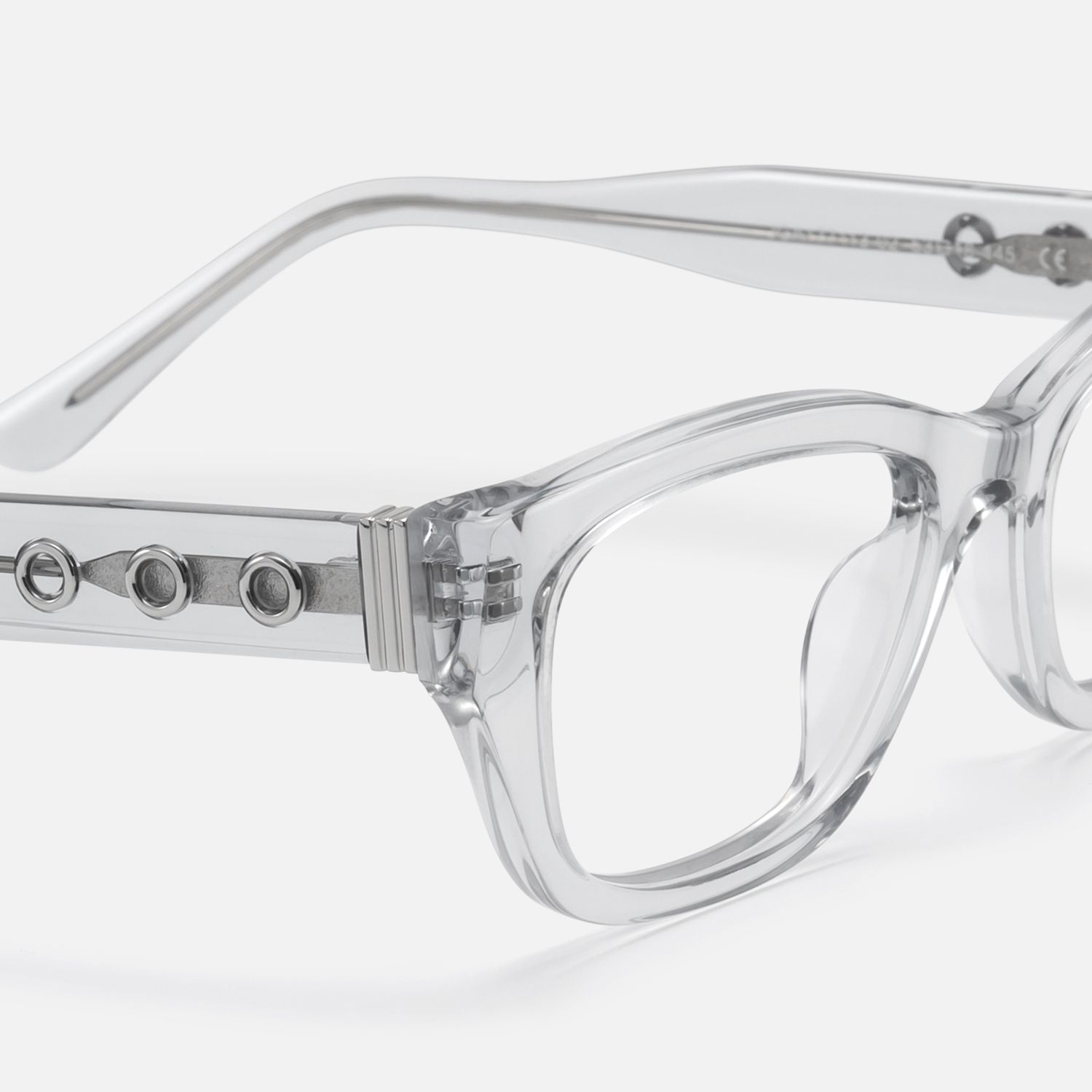 Riven - Crystal Grey Thick Cat Eye Frames | Vooglam Design Details