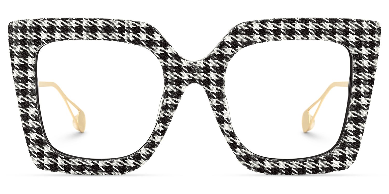 Faustus - Retro Houndstooth Pattern Square Glasses | Vooglam Angle View