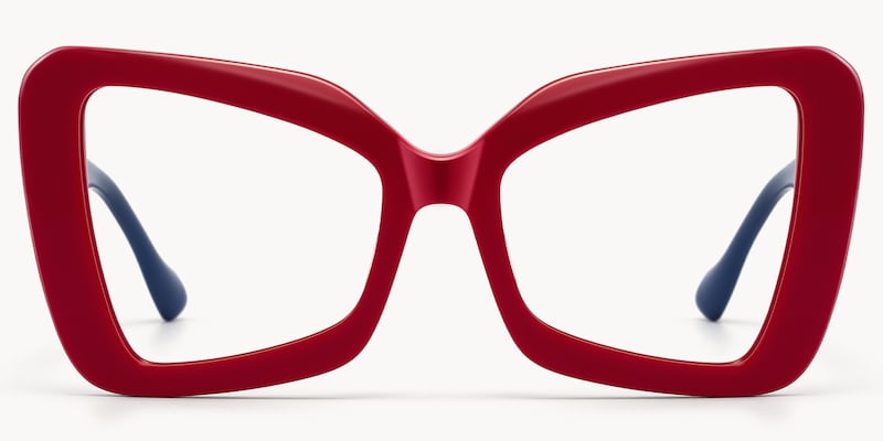Mandi - Bold Butterfly Red Eyeglasses Blue Arms