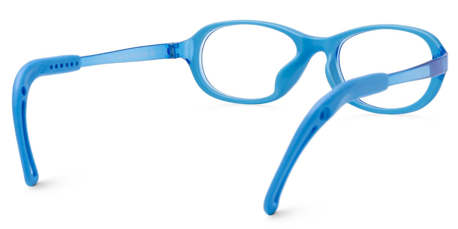Juniper - Oval Blue Kids Eyeglasses | Vooglam Side View