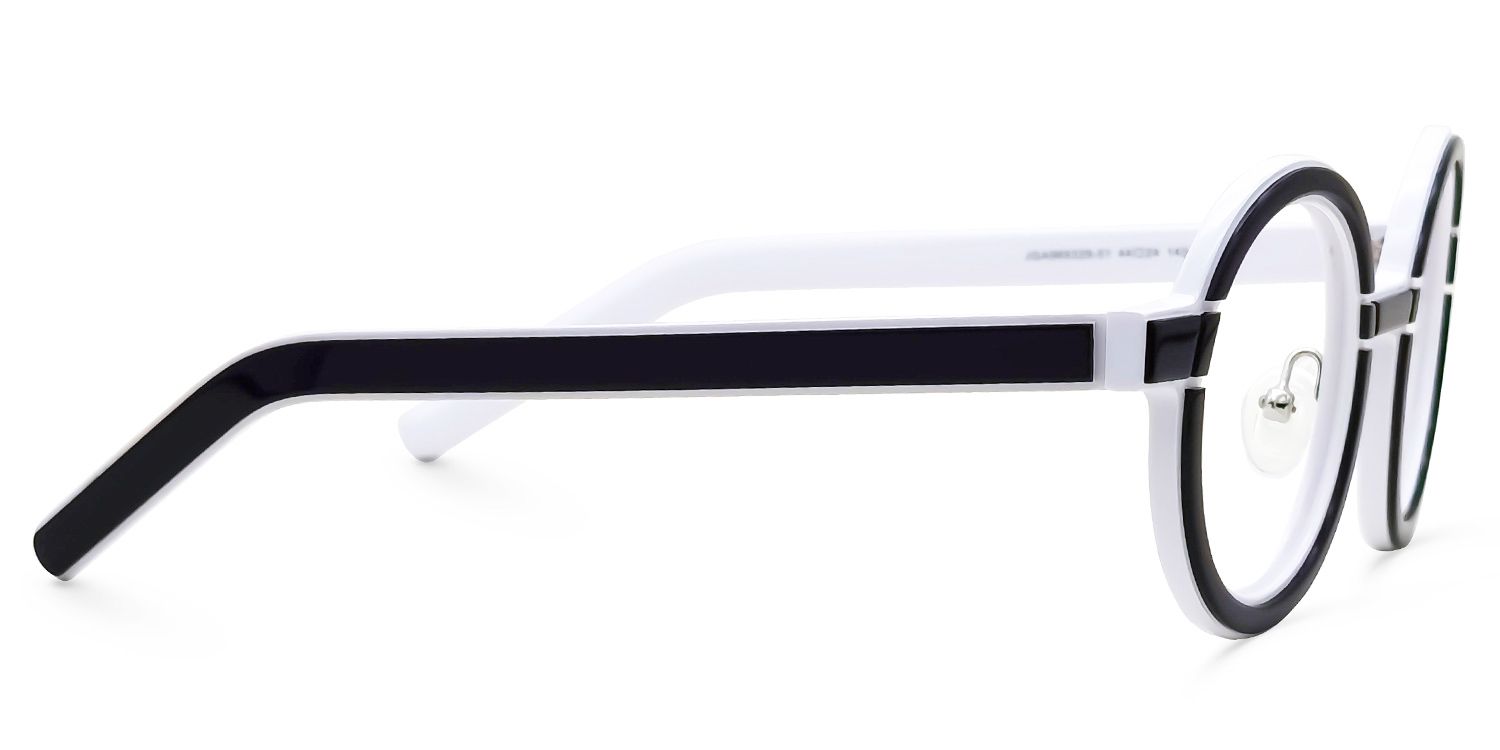 Rooney - Round Black/White Eyeglasses | Vooglam 4