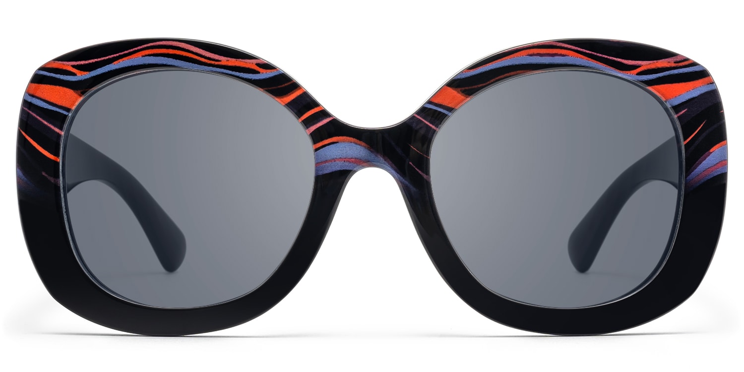 Athina - Round Black Sunglasses - 1
