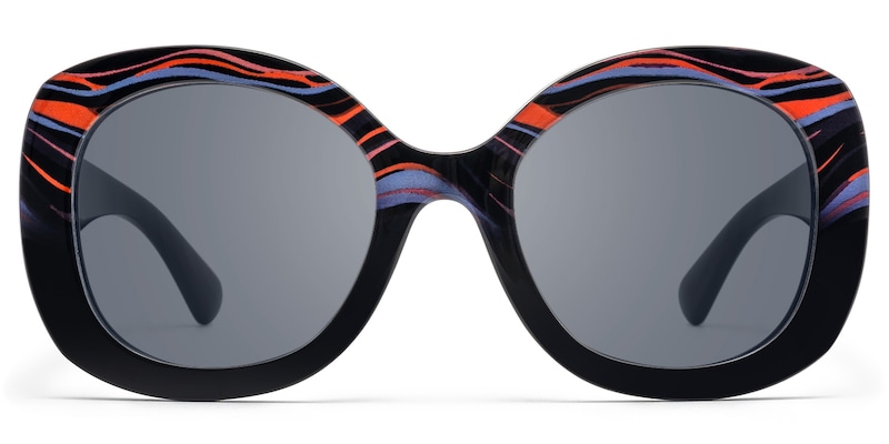 Athina - Round Black Sunglasses