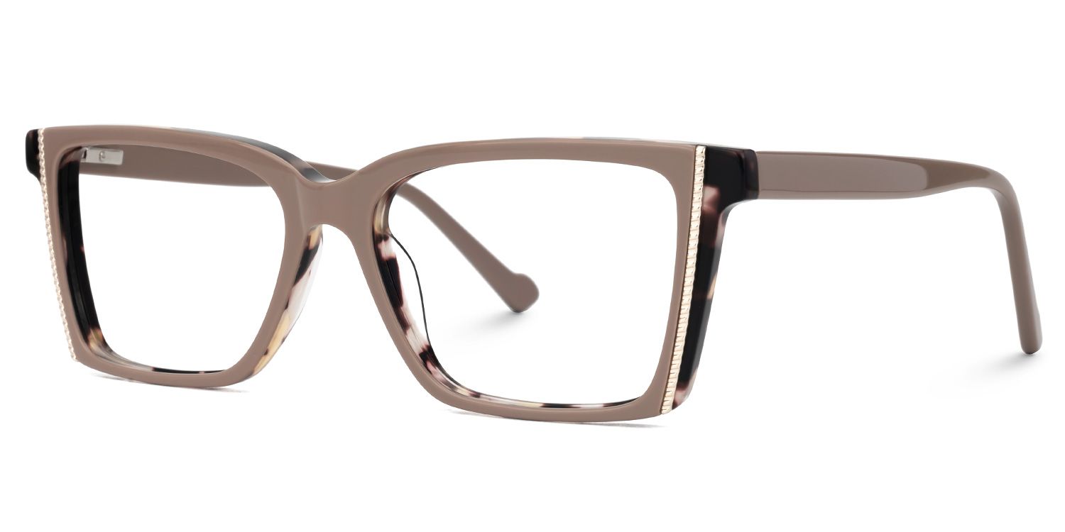 Fabunni - Rectangle Brown Eyeglasses | Vooglam Front View