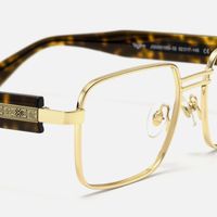 Ubuntu - Rectangle Gold Eyeglasses | Vooglam Design Details
