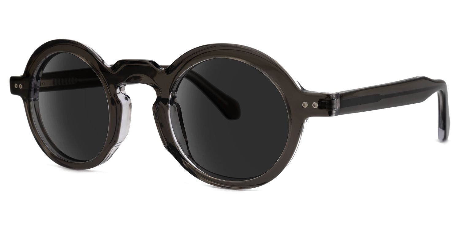Deepnita - Round Grey Sunglasses by Vooglam - Front View