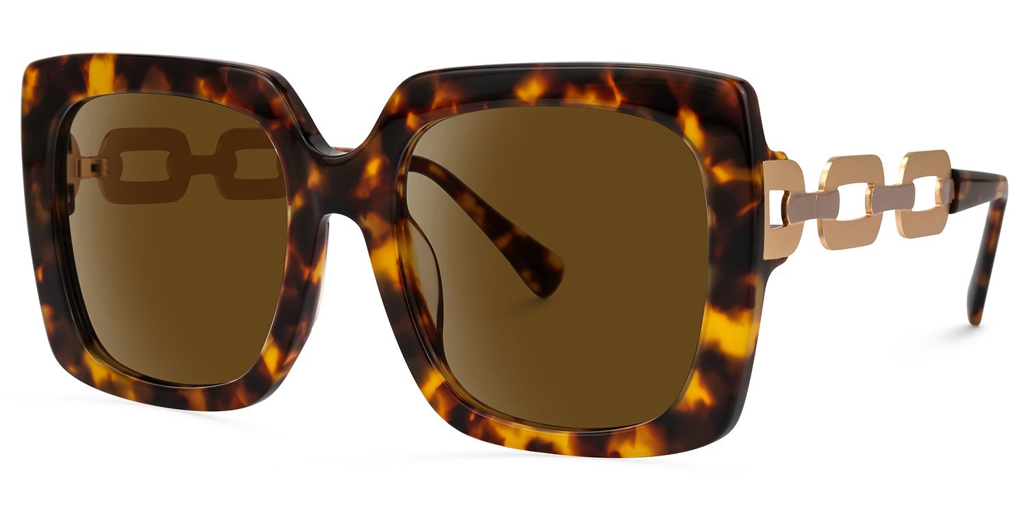 Dascha - Square Tortoise Sunglasses | Vooglam Front View