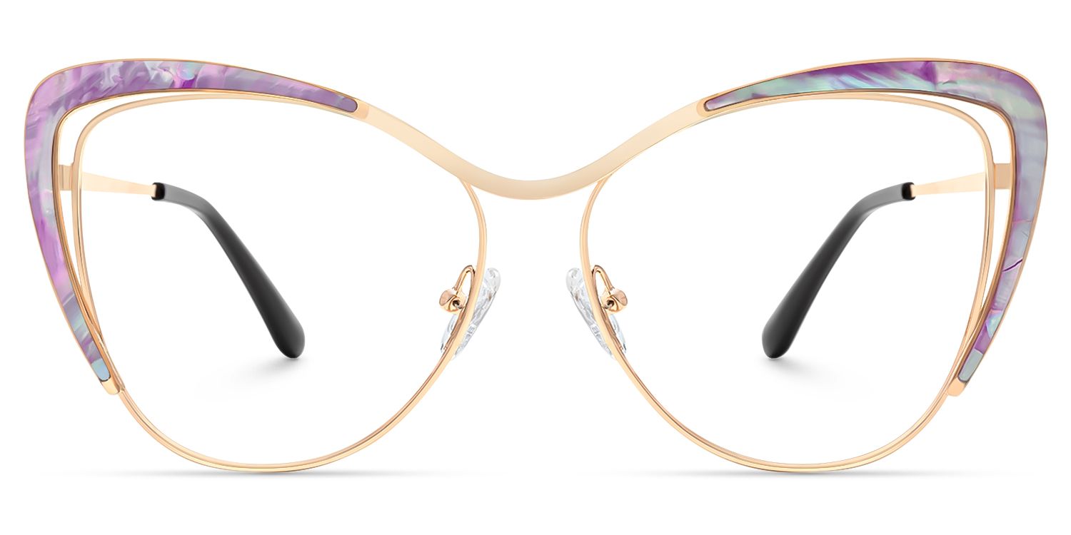 Jachin - Cat Eye Purple Eyeglasses by Vooglam - Angle View