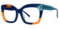 Terrie - Square Blue/Orange Eyeglasses | Vooglam Front View