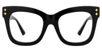 Faustyna - Square Black Eyeglasses | Vooglam Angle View