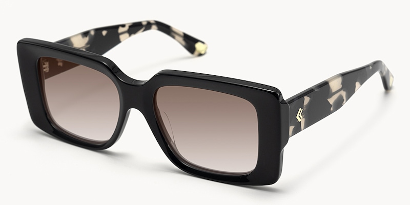 Kente - Rectangle Black Sunglasses