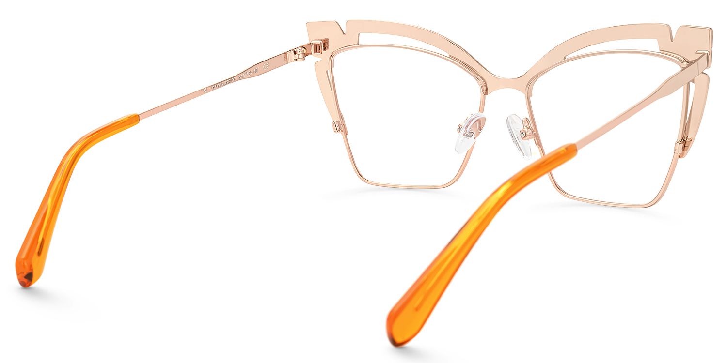 Haizlee - Cat Eye Orange Eyeglasses | Vooglam Side View