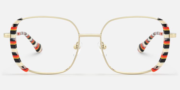 Milana - Square Black/Red Eyeglasses by Vooglam