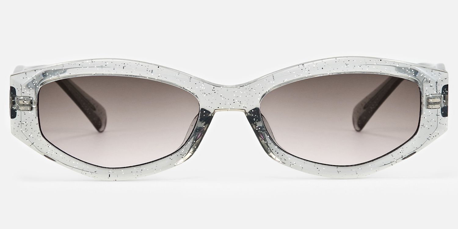 Vesper - Geometric Blue Sunglasses | Vooglam Angle View