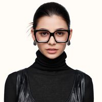 Trance - Square Black Eyeglasses | Vooglam On Model 1