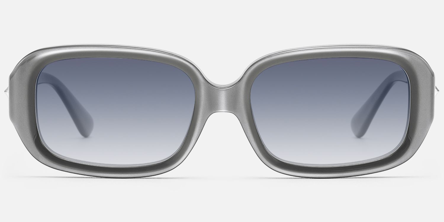 Prism - Pearlescent Silver Gradient Gray Sunnies by Vooglam - Angle View