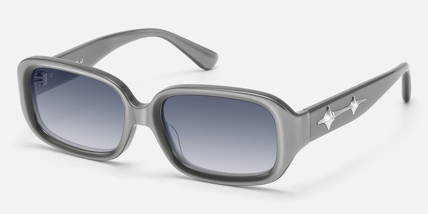 Prism - Pearlescent Silver Gradient Gray Sunnies by Vooglam - Front View