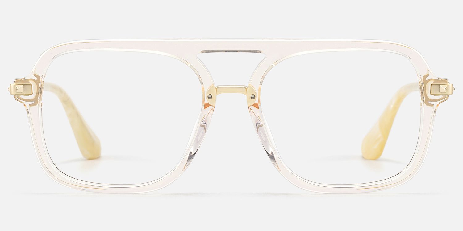 Marfa - Transparent Yellow Aviator Glasses | Vooglam Angle View