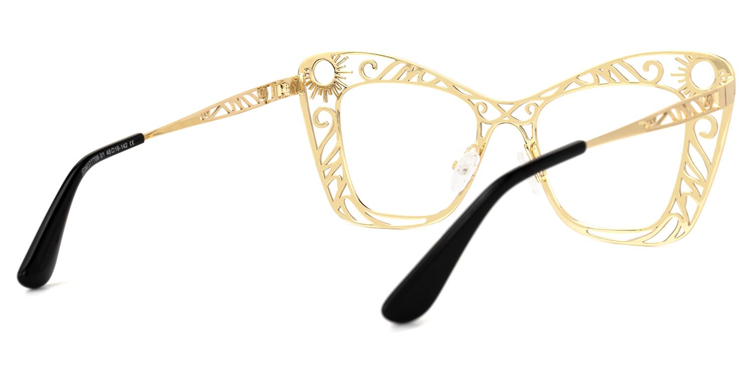Adita - Cat Eye Gold Eyeglasses | Vooglam Side View